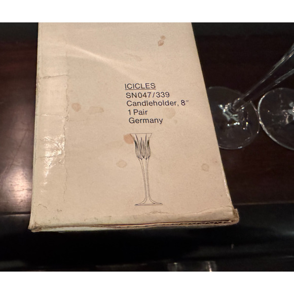 Mikasa Icicles Crystal Candle Holders 7.75" Pair Made In Germany Elegant Holiday - Picture 5 of 8